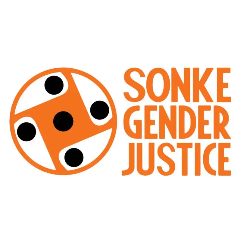 Sonke Gender Justice mark, an orange drum and the name.